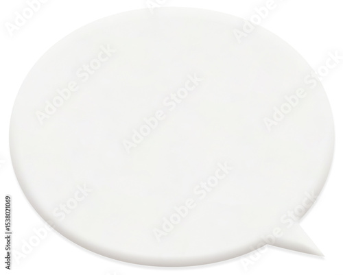 丸がきれいな楕円形のふわっとした立体的な右から吹き出す白い紙の吹き出し