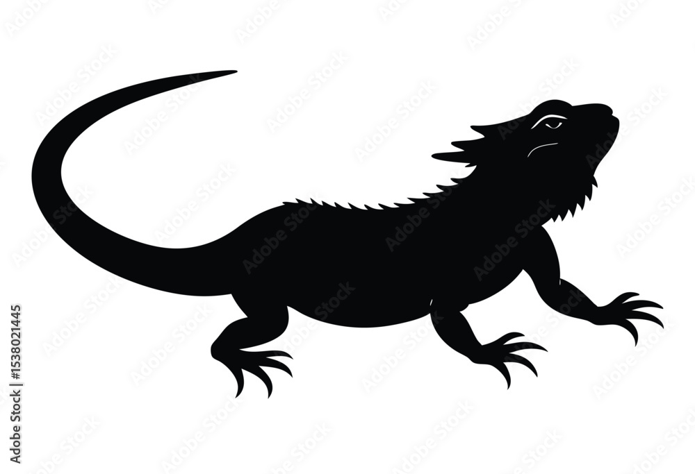 Fototapeta premium Bearded dragon icon black silhouette, flat vector illustration