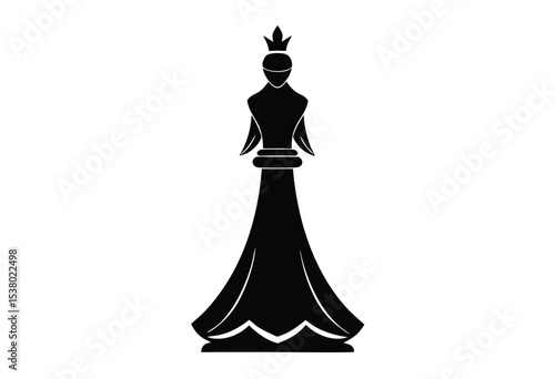 Chess Queen Silhouette Vector Icon Illustration in Flat Design Style for Game