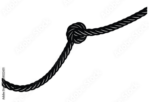 Climbing Rope Silhouette Vector Icon Illustration in Flat Design Style for Adventure and Safety
