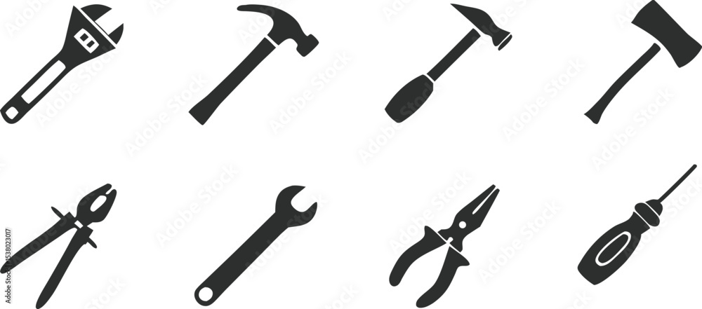 Obraz premium hand tools, construction tools, hardware, equipment, monochrome, simple, minimalist, vector graphics 