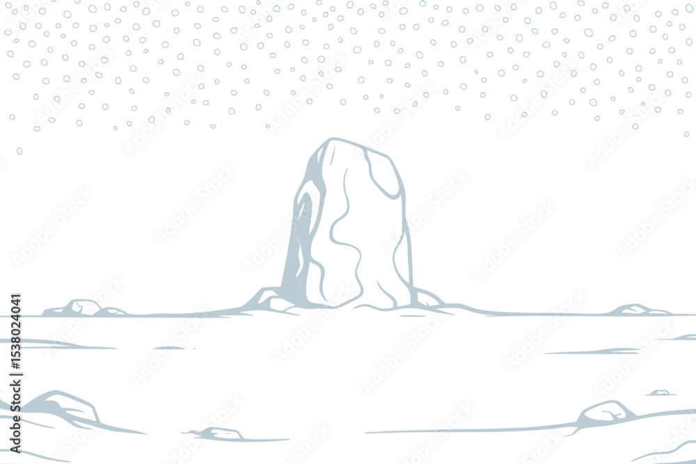 Obraz premium Large Rock with Snowfall in Minimalist Terrain
