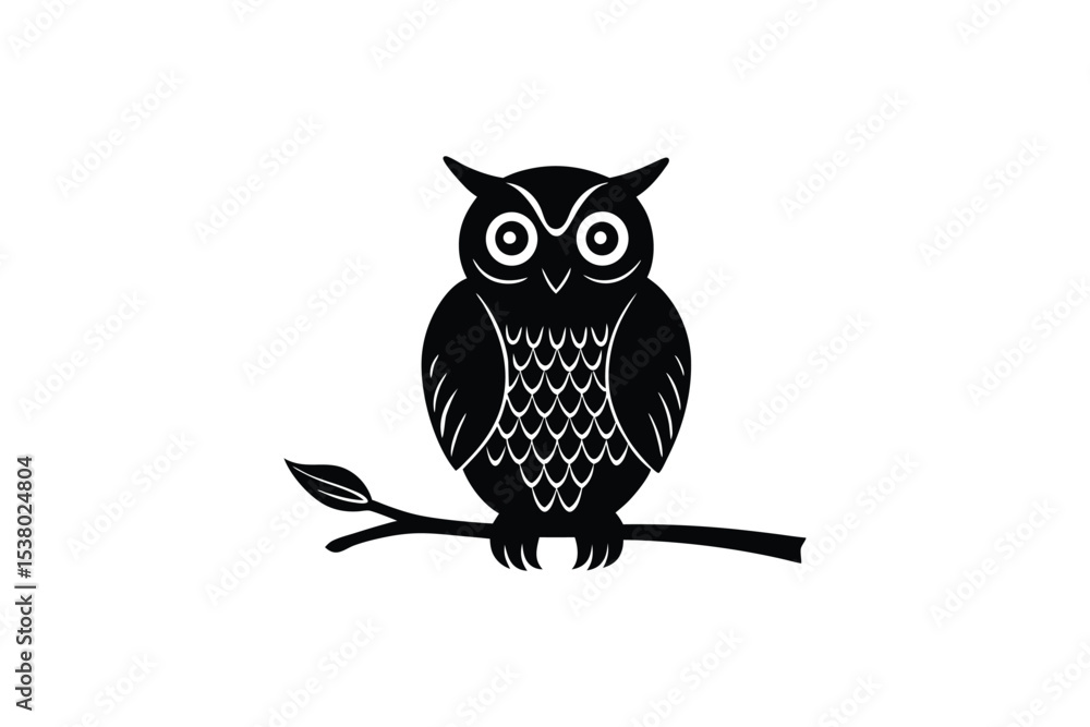 Obraz premium owl-sitting-on-a-branch-.eps