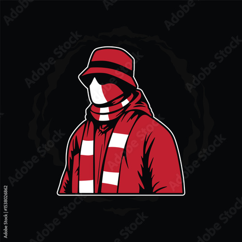 man ultras hooligan casual in red jacket