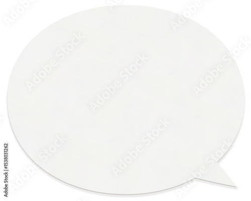 丸がきれいな楕円形の立体的な右から吹き出す白い紙の吹き出し