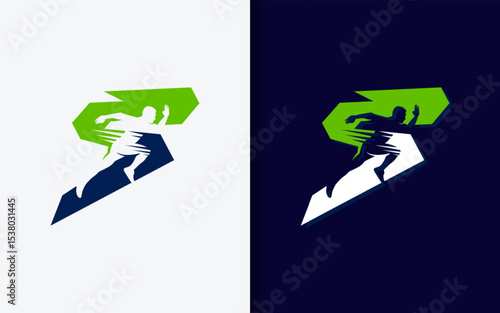 Letter S logo combined with  runner in modern dynamic design. Sport vector logo illustration.