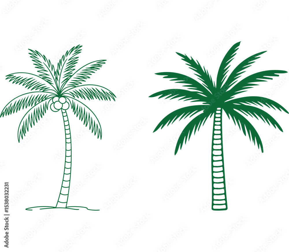 Naklejka premium palm trees vector illustration in white background