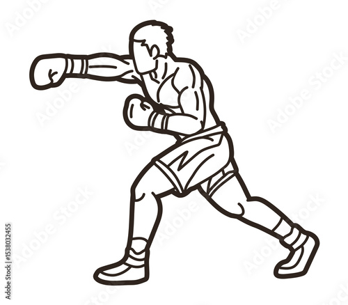 Boxing Sport Boxer Punching Action Ultimate Fighter Cartoon Graphic Vector