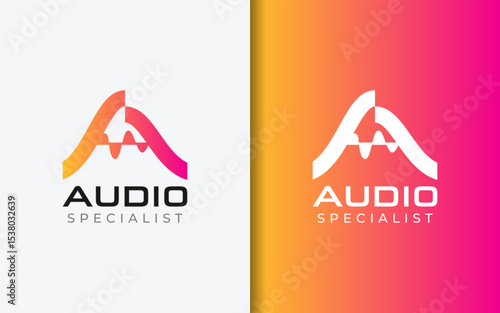 Dynamic letter A logo design merged with soundwave design representing creativity and audio innovation