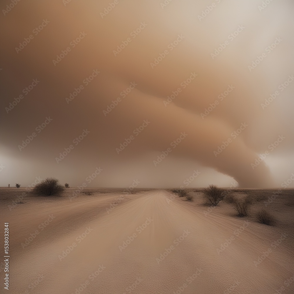 Fototapeta premium Dust Devil Vortex in Desert Landscape A Breathtaking Natural Phenomenon