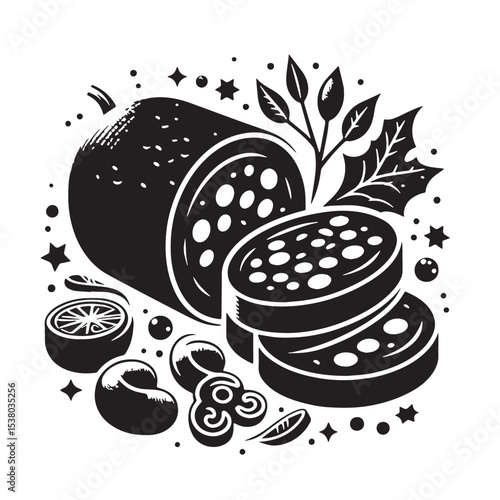 Black Puddinge Silhouette Vector, High Quality Illustration on White Background