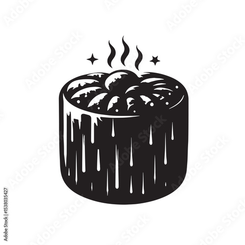 Black Puddinge Silhouette Vector, High Quality Illustration on White Background