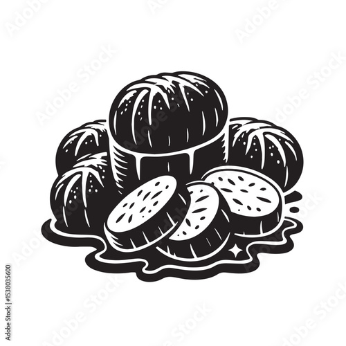 Black Puddinge Silhouette Vector, High Quality Illustration on White Background
