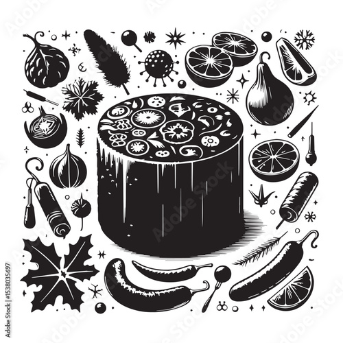 Black Puddinge Silhouette Vector, High Quality Illustration on White Background