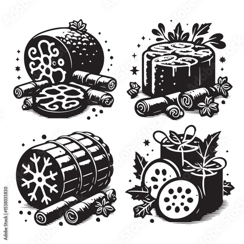 Black Puddinge Silhouette Vector, High Quality Illustration on White Background