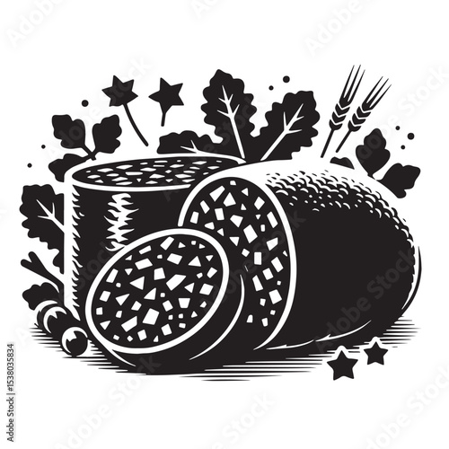 Black Puddinge Silhouette Vector, High Quality Illustration on White Background