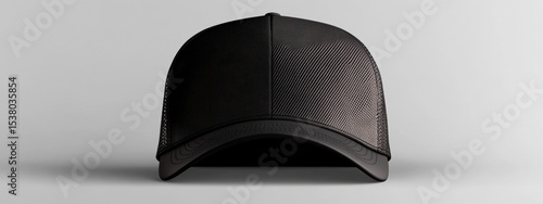 Stylish Black Trucker Hat Mesh Back Curved Brim Apparel Mockup Headwear Fashion Accessory