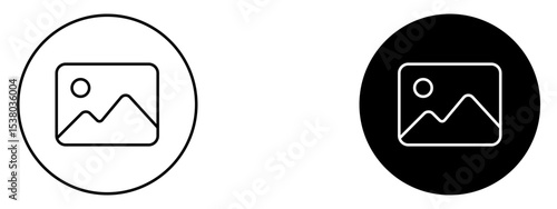 Photo Icon  Image or Picture Symbol in Line and Solid Style