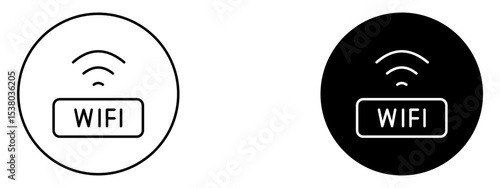 WiFi Icon  Wireless Internet or Network Signal Symbol in Line and Solid Style

