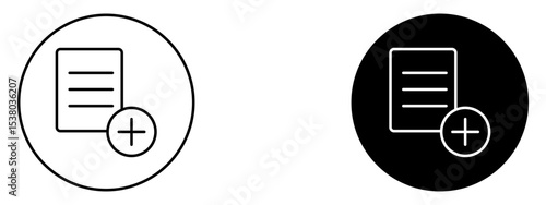 File Add Icon  New Document or Plus File Symbol in Line and Solid Style