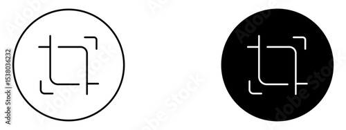 Crop Icon  Image Editing or Resize Tool Symbol in Line and Solid Style