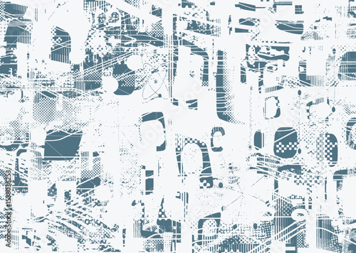 Glitch distorted geometric shape . Noise destroyed logo . Trendy defect error shapes . Glitched frame .Grunge textured . Distressed effect .Vector shapes with a halftone dots screen print texture.
