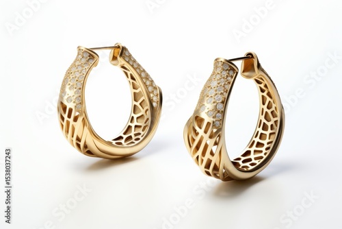 Elegant gold hoop earrings showcasing intricate design and sparkling accents