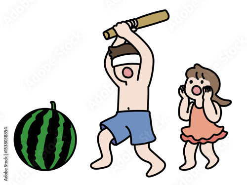 スイカ割りのベクターイラスト
