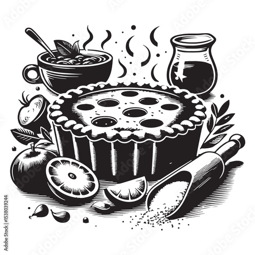 Black Quiche Silhouette Vector, High Quality Illustration on White Background