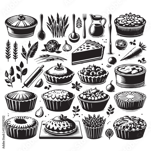 Black Quiche Silhouette Vector, High Quality Illustration on White Background