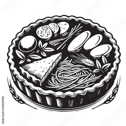 Black Quiche Silhouette Vector, High Quality Illustration on White Background