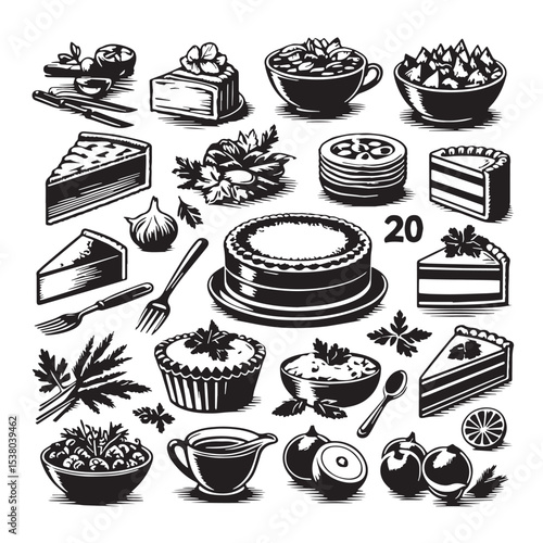 Black Quiche Silhouette Vector, High Quality Illustration on White Background