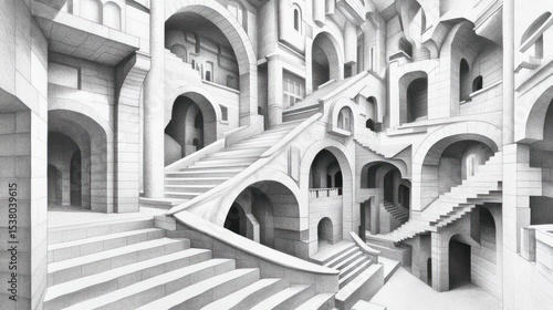 Intriguing Architectural Illusion A Monochromatic Staircase Labyrinth