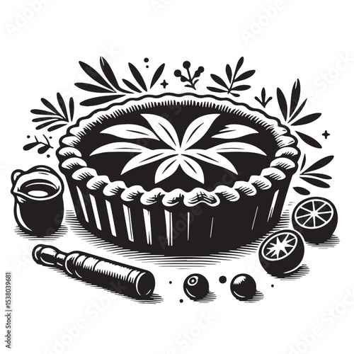 Black Quiche Silhouette Vector, High Quality Illustration on White Background