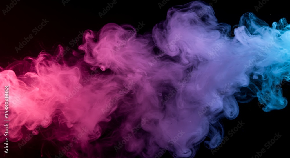 Fototapeta premium Pink and Blue Smoke Swirls on Black Background pink smoke 3