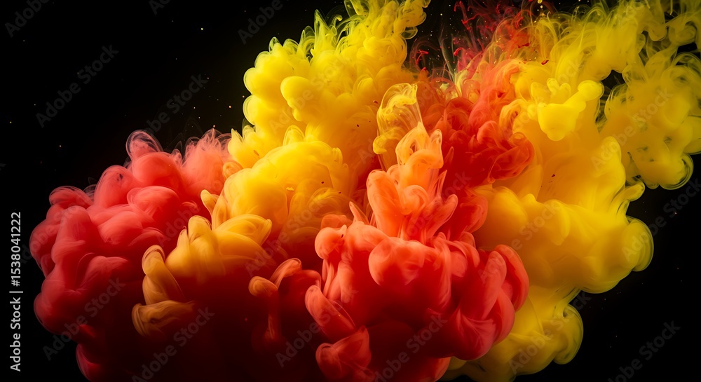 Fototapeta premium Red and Yellow Ink Swirls Abstract Background image 1