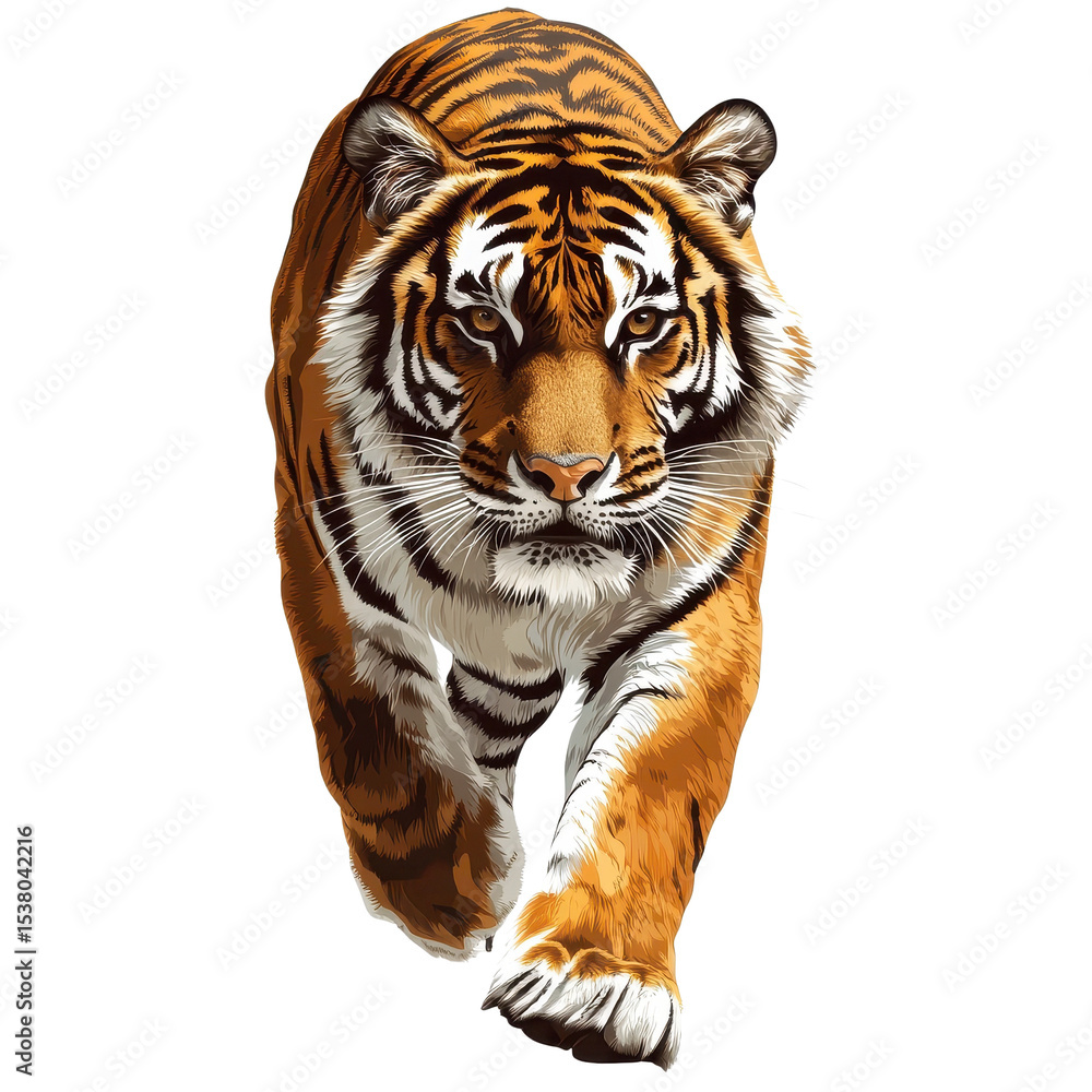 Obraz premium Portrait of a tiger hunting isolated on transparent background