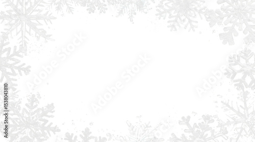white snow flakes winter christmas background border frame isolated on white or transparent png