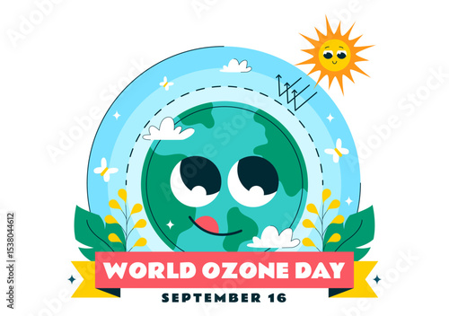 World Ozone Day Vector Illustration on September 16 to Raise Public Awareness About the Earth Ozone Layer and Protecting the Environment Background