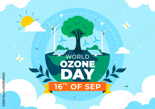World Ozone Day Vector Illustration on September 16 to Raise Public Awareness About the Earth Ozone Layer and Protecting the Environment Background
