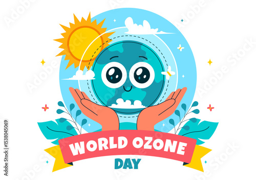 World Ozone Day Vector Illustration on September 16 to Raise Public Awareness About the Earth Ozone Layer and Protecting the Environment Background