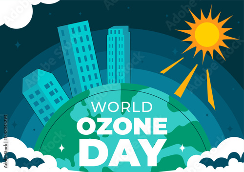 World Ozone Day Vector Illustration on September 16 to Raise Public Awareness About the Earth Ozone Layer and Protecting the Environment Background