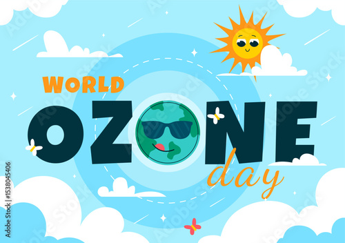 World Ozone Day Vector Illustration on September 16 to Raise Public Awareness About the Earth Ozone Layer and Protecting the Environment Background