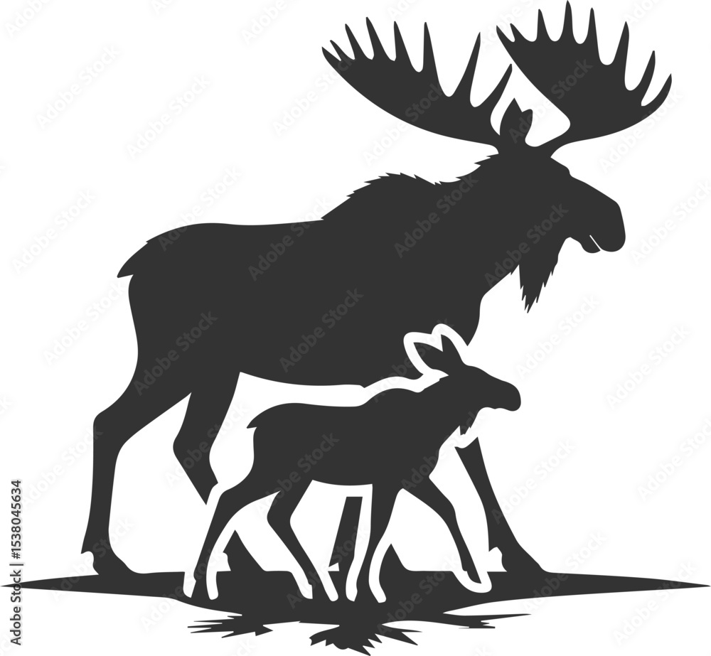 Fototapeta premium Moose forest animal vector illustration silhouette