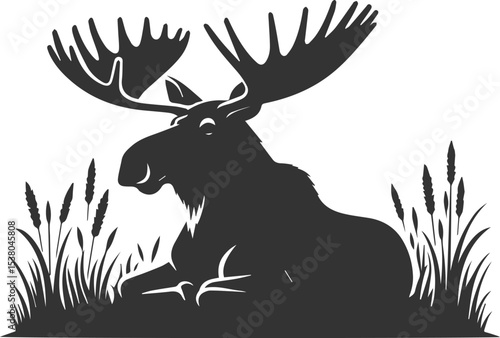 Moose forest animal vector illustration silhouette