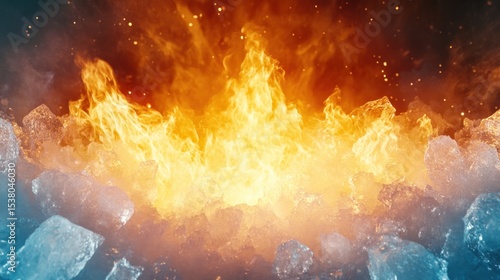 Fiery Inferno Meets Glacial Ice A Dramatic Contrast of Heat and Cold