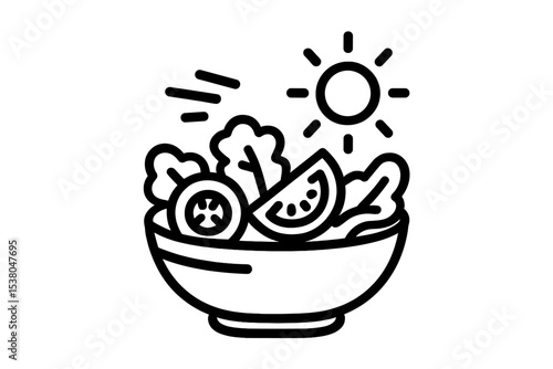 Fresh salad bowl with vegetables and sunlight, showcasing healthy eating and vibrant colors for a nutritious meal