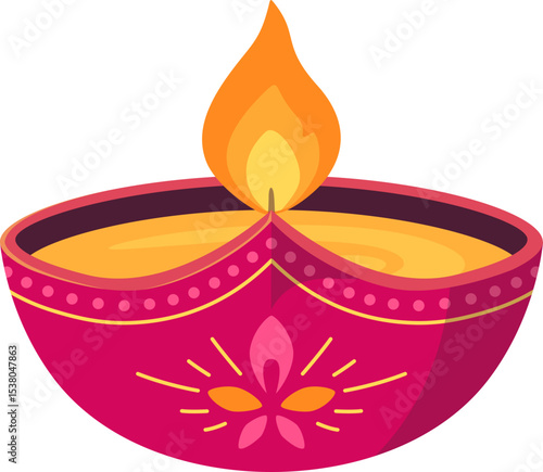 Colorful Diwali Lamp Illustration