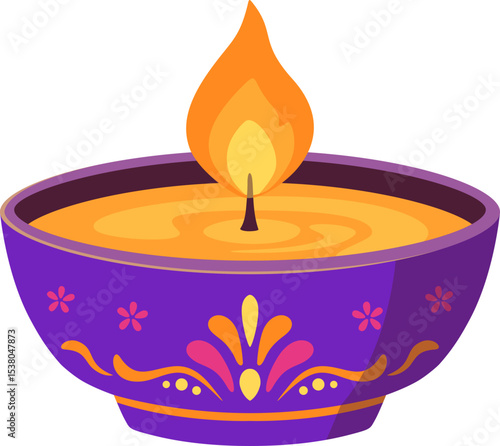 Colorful Diwali Lamp Illustration