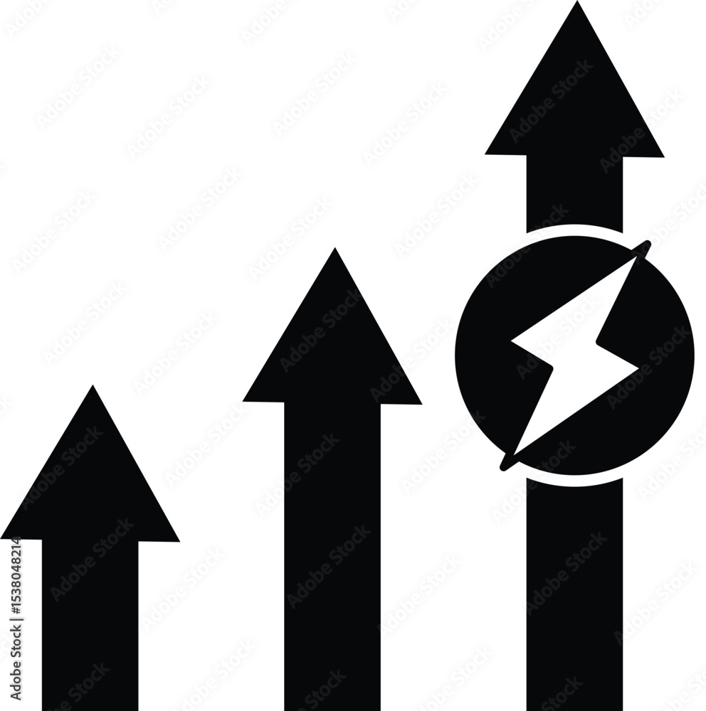 custom made wallpaper toronto digitalEnergy increase icon. Graphs with energy up sign. Change in intensity symbol. flat style.